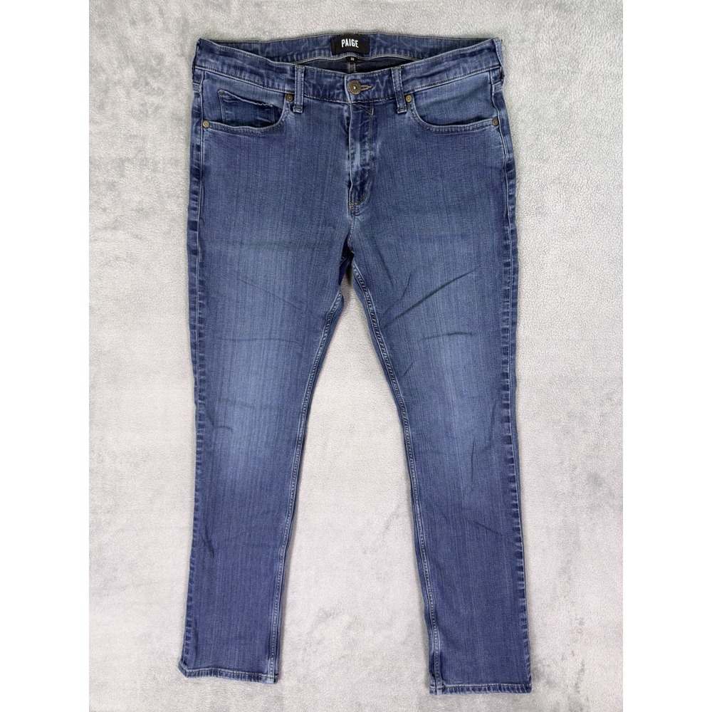Paige Jeans Mens 33x32 Blue Federal Straight Slim Medium Wash Denim Mid Rise